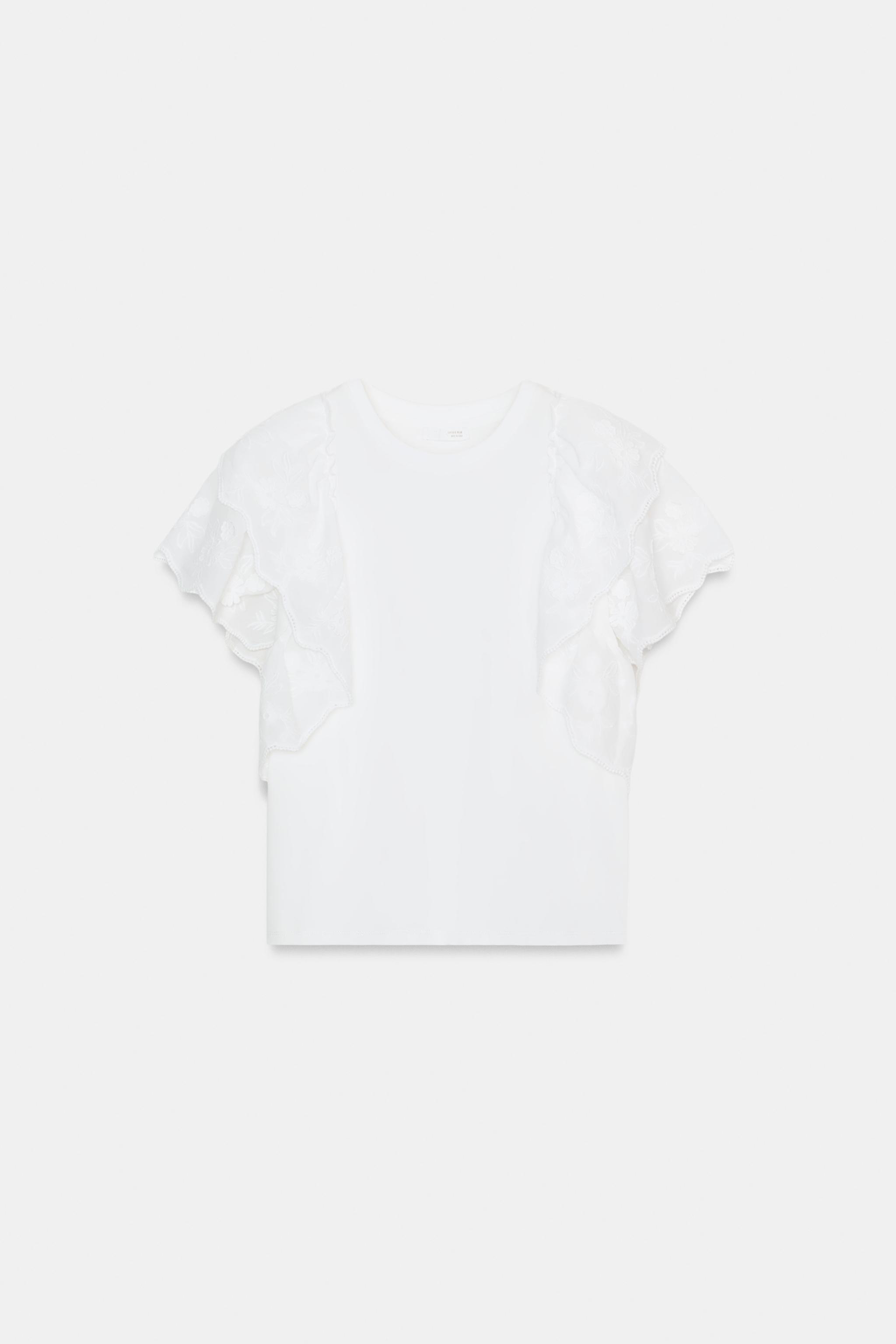 T-SHIRT À MANCHES COURTES ET VOLANTS